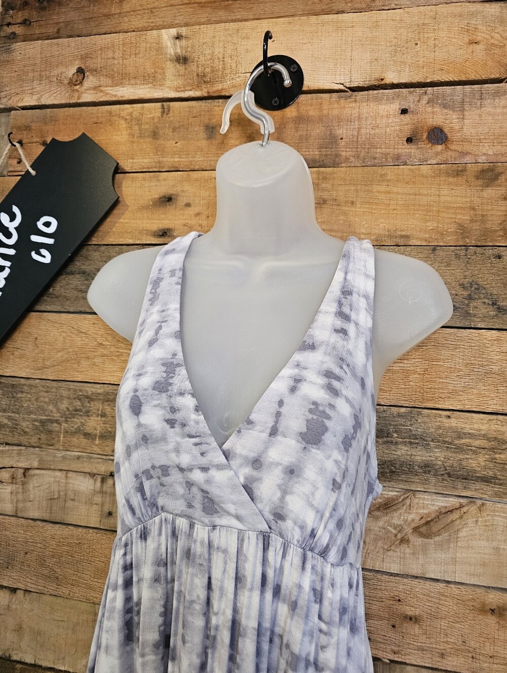 Cynthia Rowley Women's Gray White Tie-Dye High Low Maxi Dress Size Small - Picture 3 of 12